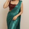 Rama Coloured Lycra Blend Saree With Blouse
