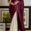 Exquisite Stylish Satin Sari with Unstiched Blouse Piece