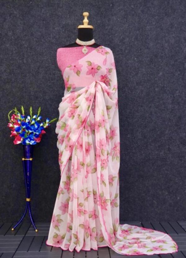 Flower Designer Saree - Image 2