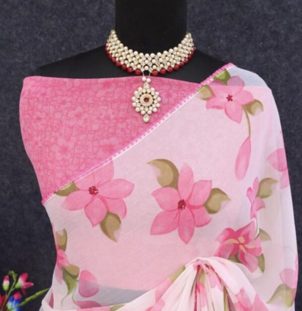 Flower Designer Saree - Image 3