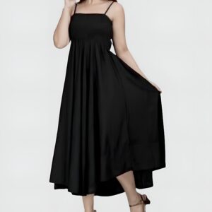 Spaghetti strap smocked maxi western dress