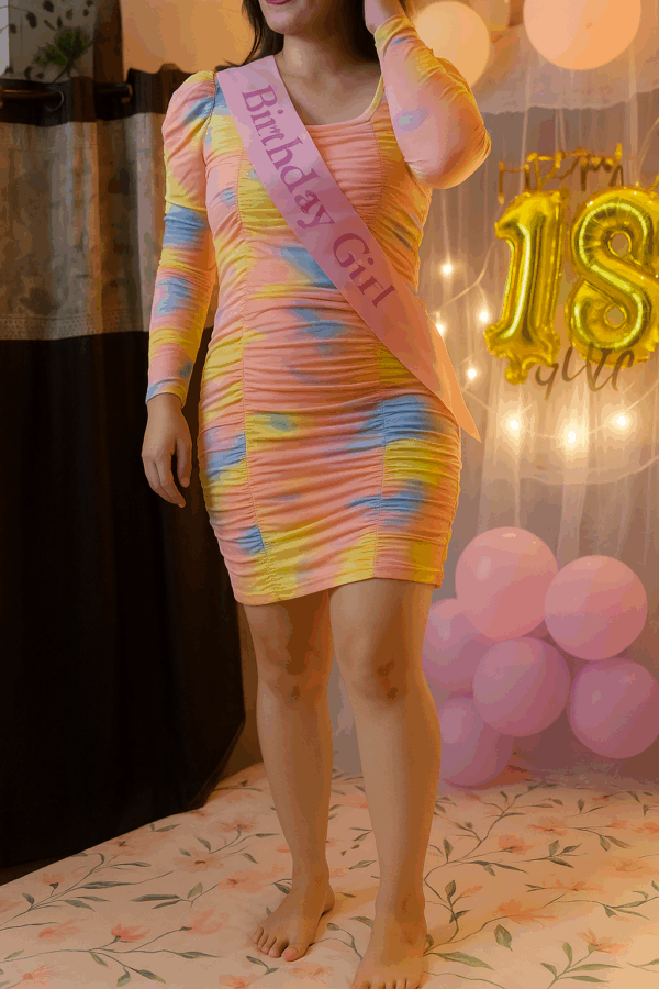Party Wear Western Stretchable Multicolour Dress - Image 2