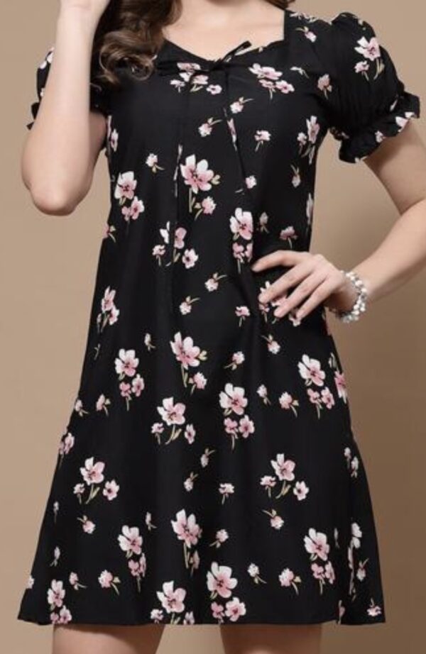 Summer’s Short Dress Floral Round Neck - Image 2