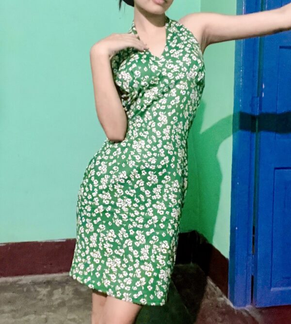 Halter Neck Floral Mini Dress - Image 6