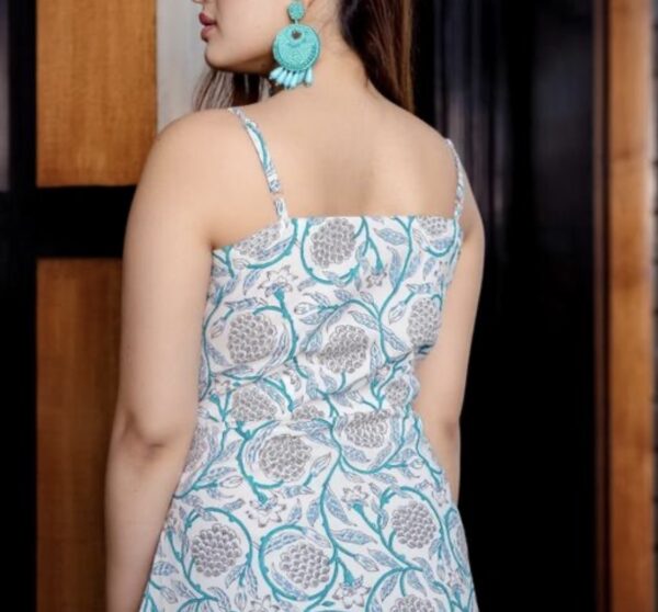 Rayon Printed Stylish Blue white Dress For Women/Girls - Image 2